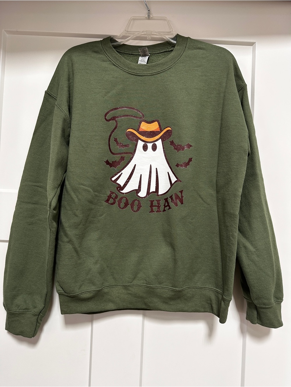 NEW Halloween Cowboy Ghost Boo Haw Western Graphic Sweatshirt Size M - Picture 9 of 9